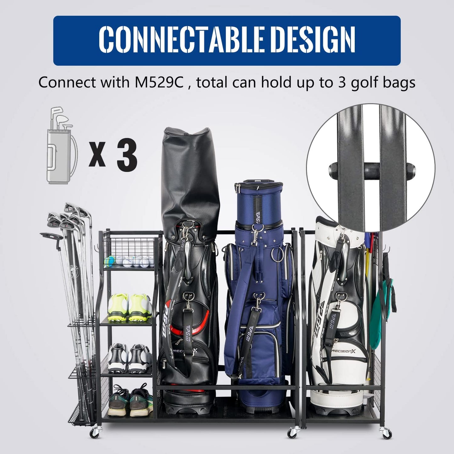 Premium Golf Bag and Equipment Storage Stand