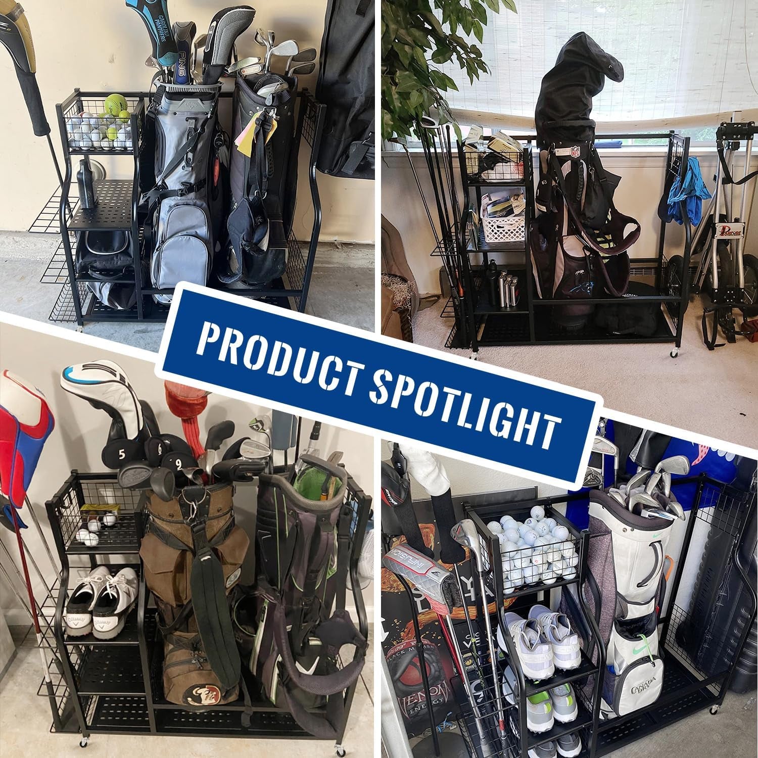 Premium Golf Bag and Equipment Storage Stand