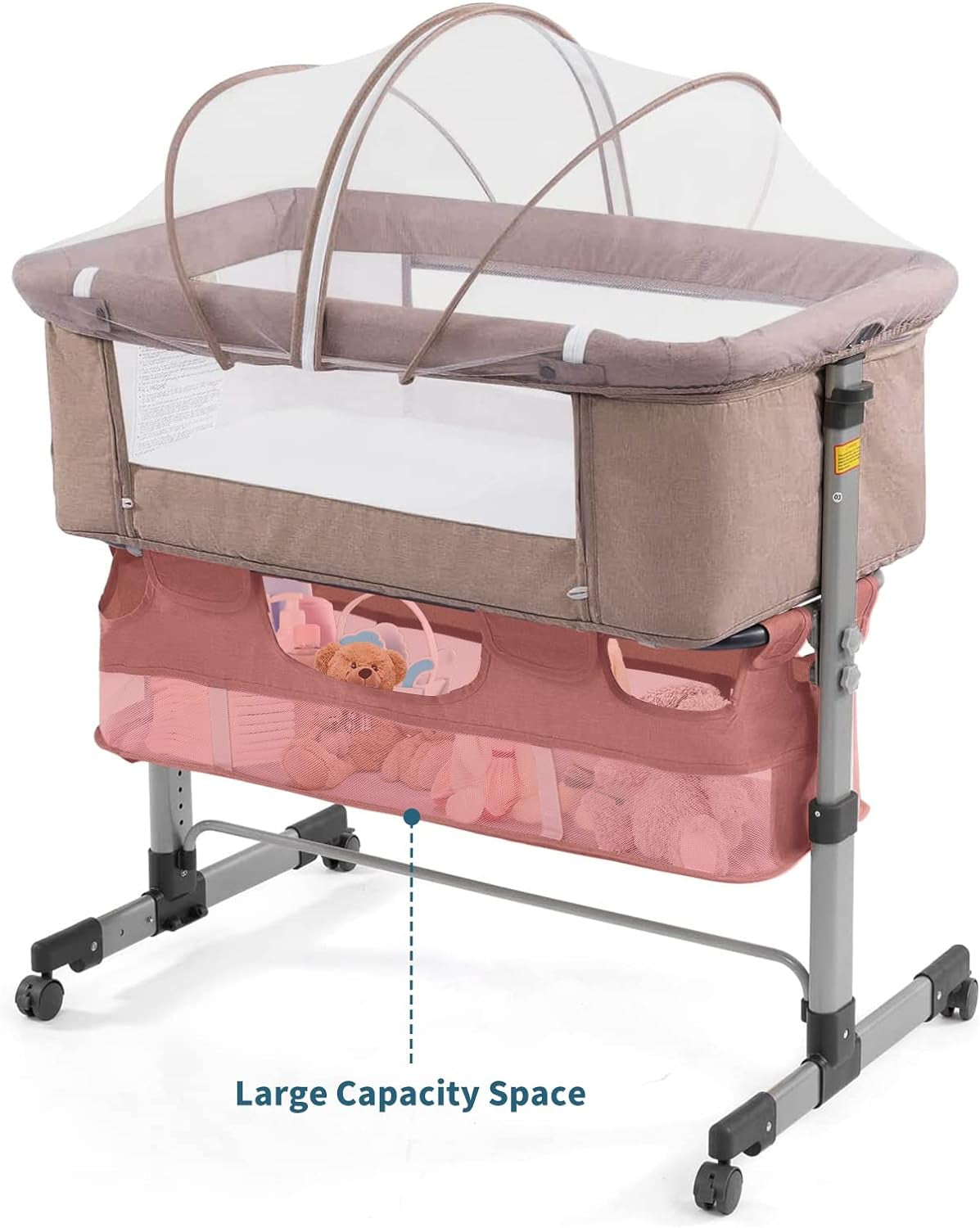 3 in 1 Adjustable Crib with Built-In Mosquito Net