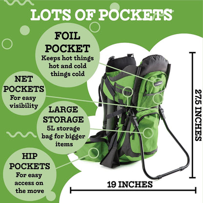 Comfortable Baby Backpack Carrier w/ Diaper Change Pad, Insulated Pocket + Rain and Sun Hood