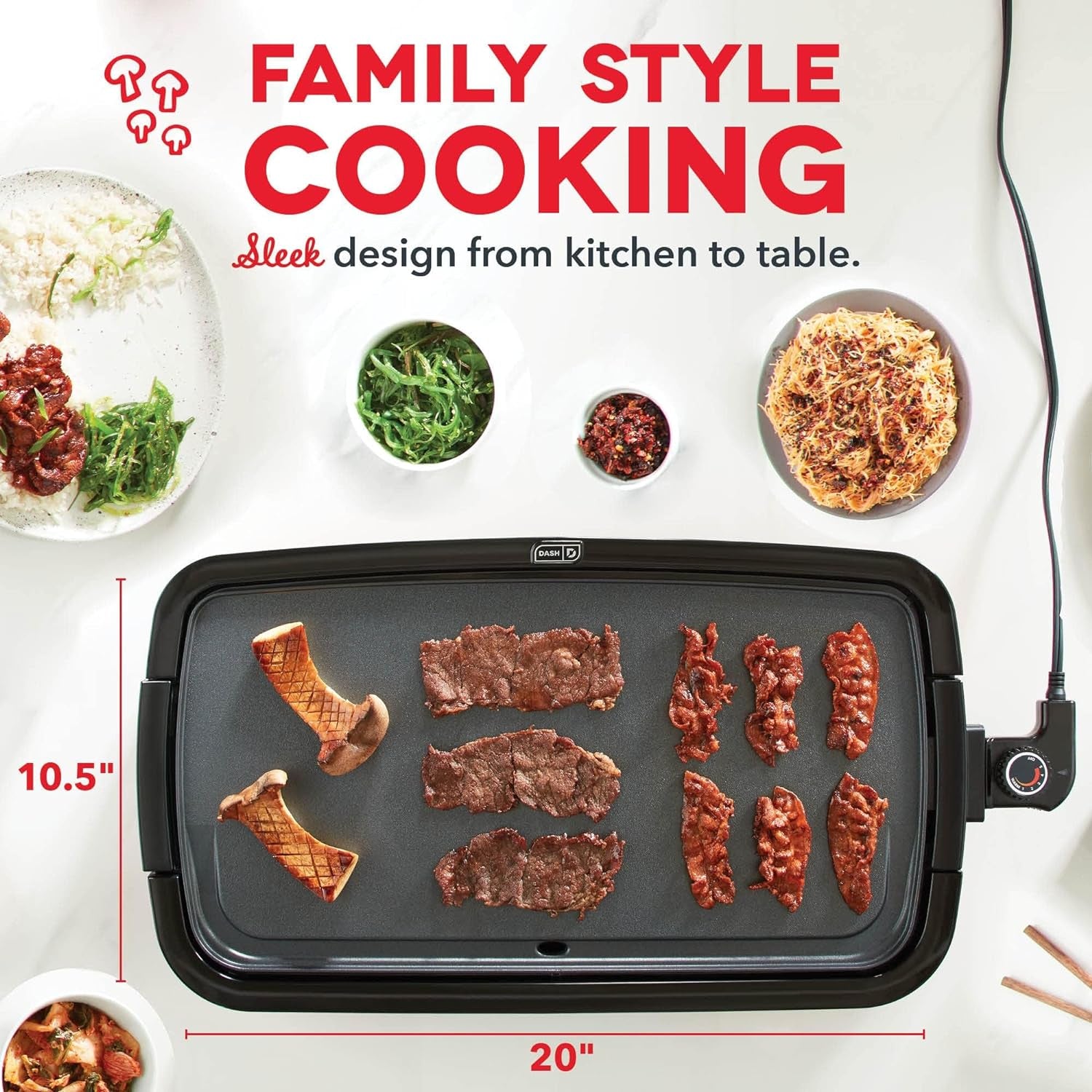 Deluxe Dishwasher-Safe Electric Griddle w/ Drip Tray and Recipe Book