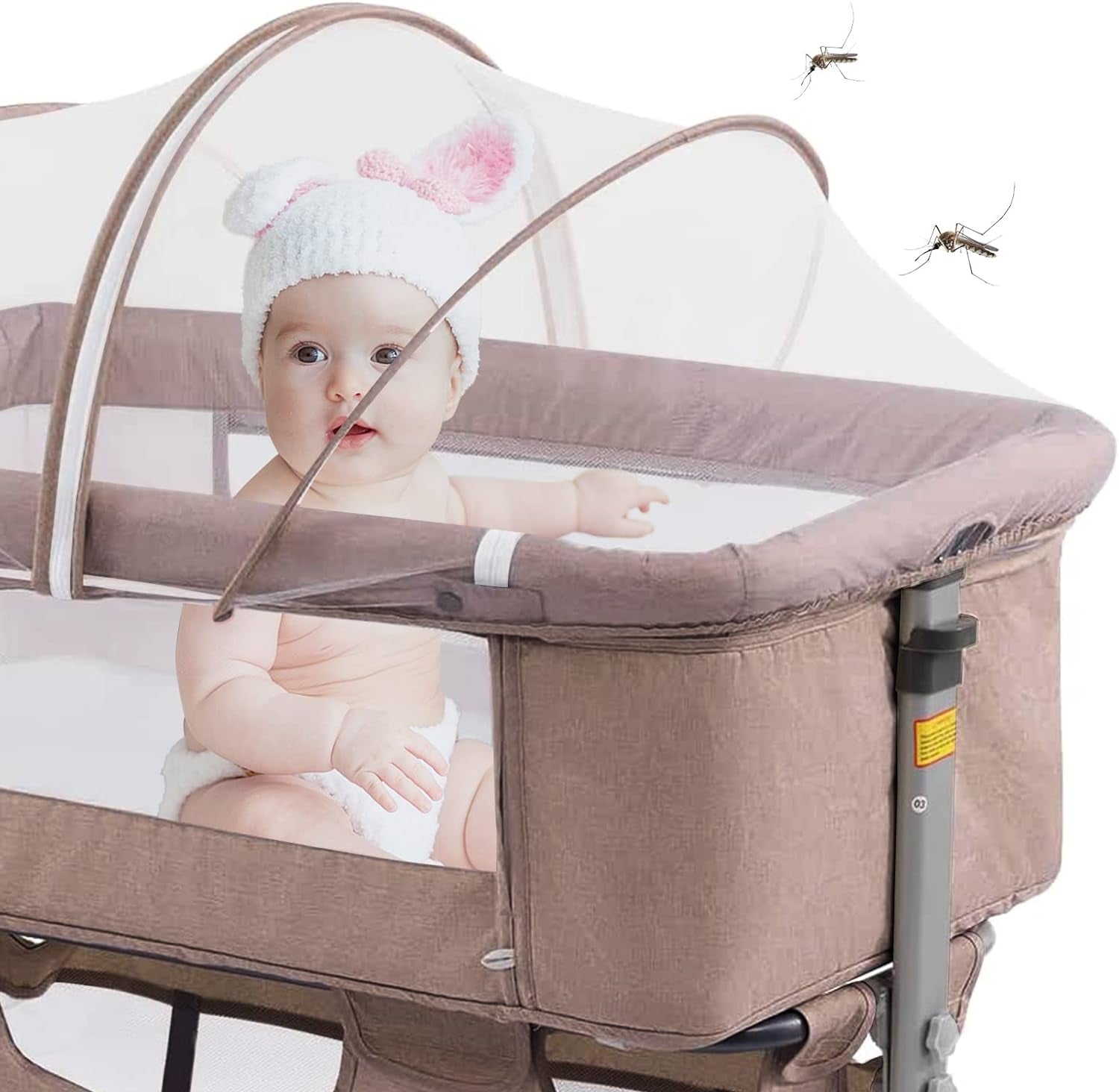 3 in 1 Adjustable Crib with Built-In Mosquito Net