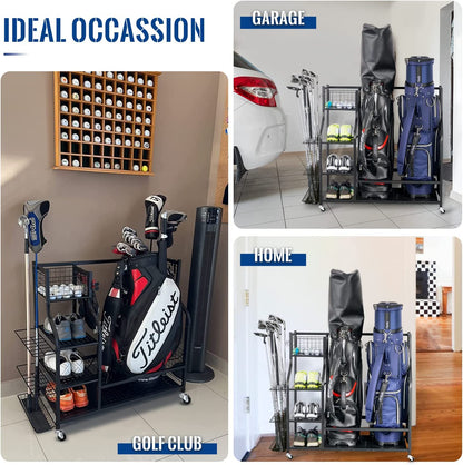 Premium Golf Bag and Equipment Storage Stand